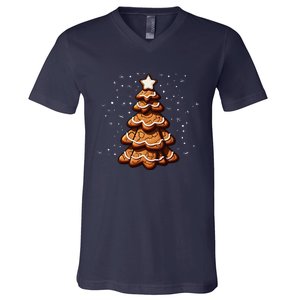 Ginger Snap Cookie Christmas Tree V-Neck T-Shirt