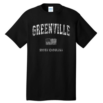 Greenville South Carolina Sc Vintage American Flag Tall T-Shirt