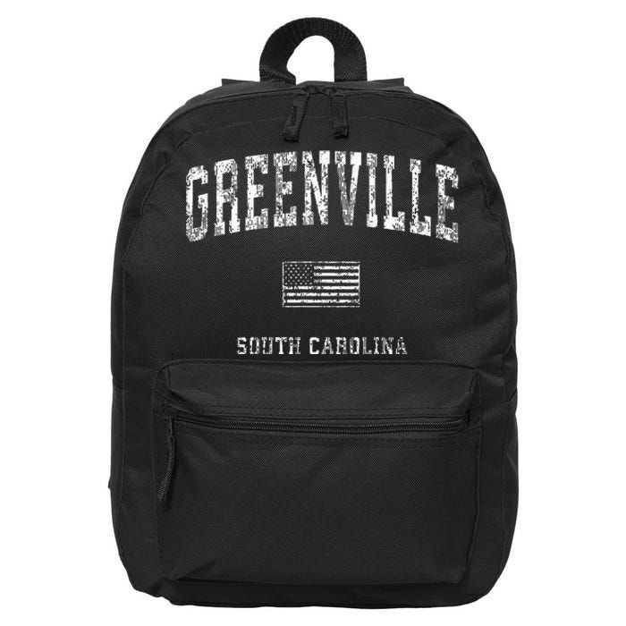 Greenville South Carolina Sc Vintage American Flag 16 in Basic Backpack