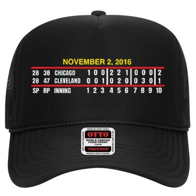 Game Scoreboard Chicago Cleveland And Inning November 2 2016 High Crown Mesh Back Trucker Hat