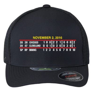 Game Scoreboard Chicago Cleveland And Inning November 2 2016 Flexfit Unipanel Trucker Cap