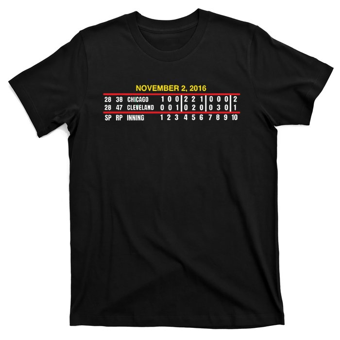 Game Scoreboard Chicago Cleveland And Inning November 2 2016 T-Shirt