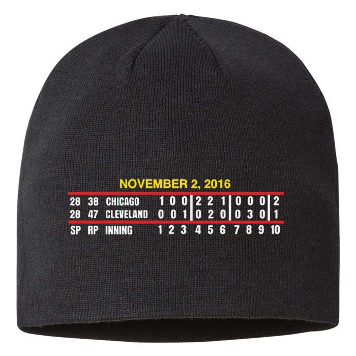 Game Scoreboard Chicago Cleveland And Inning November 2 2016 Sustainable Beanie