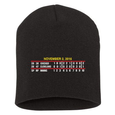 Game Scoreboard Chicago Cleveland And Inning November 2 2016 Short Acrylic Beanie