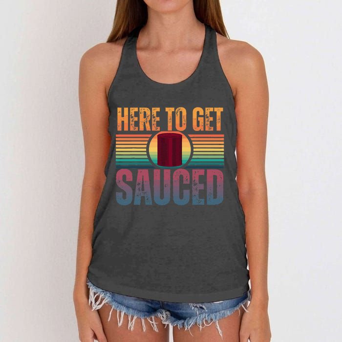 Getting Sauced Cranberry Getting Sauced Cranberry Jelly Women's Knotted Racerback Tank