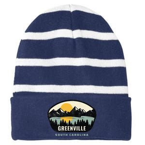 Greenville South Carolina Sc Vacation Souvenir Striped Beanie with Solid Band