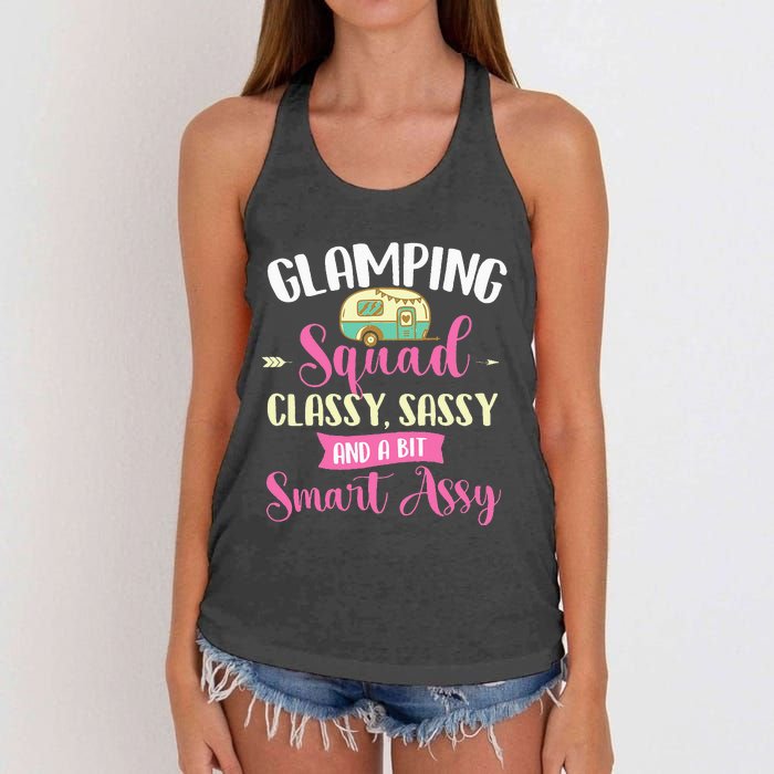 Glamping Squad Classy Sassy Glamper Glamorous Camping Camper Women's Knotted Racerback Tank