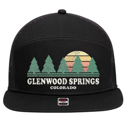Glenwood Springs Co Vintage Throwback Retro 70s Design 7 Panel Mesh Trucker Snapback Hat