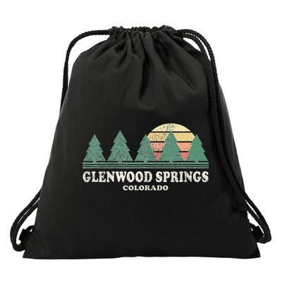 Glenwood Springs Co Vintage Throwback Retro 70s Design Drawstring Bag