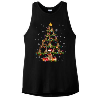 Ger Shepherd Christmas Tree Xmas Dog Lover Gift Ladies PosiCharge Tri-Blend Wicking Tank