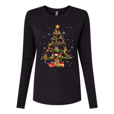 Ger Shepherd Christmas Tree Xmas Dog Lover Gift Womens Cotton Relaxed Long Sleeve T-Shirt