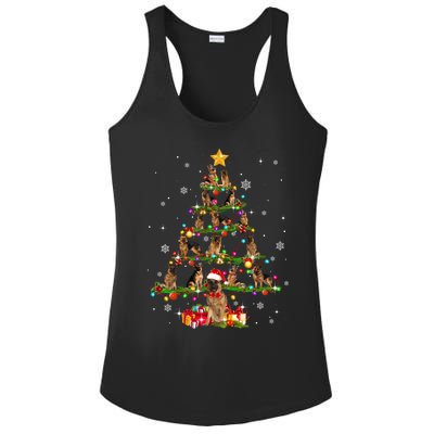 Ger Shepherd Christmas Tree Xmas Dog Lover Gift Ladies PosiCharge Competitor Racerback Tank