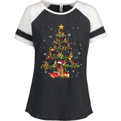 Ger Shepherd Christmas Tree Xmas Dog Lover Gift Enza Ladies Jersey Colorblock Tee