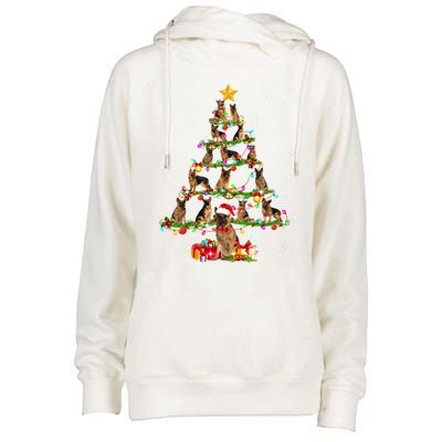 Ger Shepherd Christmas Tree Xmas Dog Lover Gift Womens Funnel Neck Pullover Hood