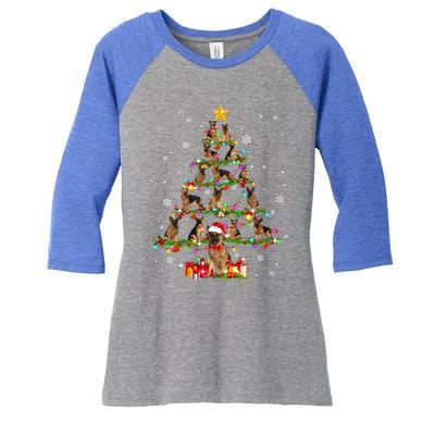 Ger Shepherd Christmas Tree Xmas Dog Lover Gift Women's Tri-Blend 3/4-Sleeve Raglan Shirt