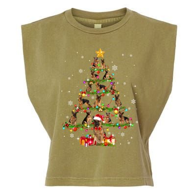 Ger Shepherd Christmas Tree Xmas Dog Lover Gift Garment-Dyed Women's Muscle Tee