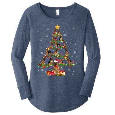 Ger Shepherd Christmas Tree Xmas Dog Lover Gift Women's Perfect Tri Tunic Long Sleeve Shirt