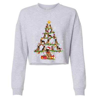 Ger Shepherd Christmas Tree Xmas Dog Lover Gift Cropped Pullover Crew