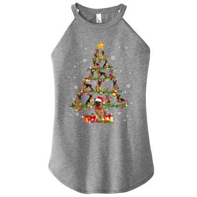 Ger Shepherd Christmas Tree Xmas Dog Lover Gift Women's Perfect Tri Rocker Tank