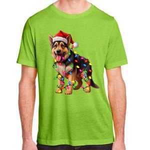 German Shepherd Christmas Lights Santa Hat Dog Lover Adult ChromaSoft Performance T-Shirt