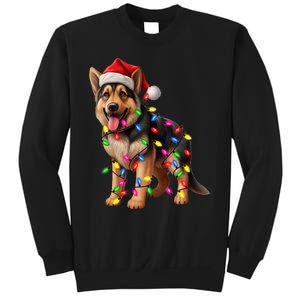 German Shepherd Christmas Lights Santa Hat Dog Lover Sweatshirt