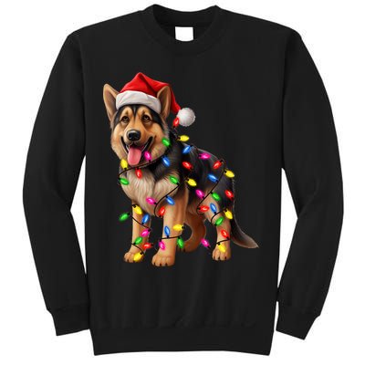 German Shepherd Christmas Lights Santa Hat Dog Lover Sweatshirt