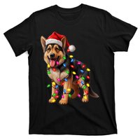 German Shepherd Christmas Lights Santa Hat Dog Lover T-Shirt