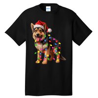 German Shepherd Christmas Lights Santa Hat Dog Lover Tall T-Shirt