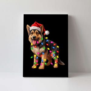 German Shepherd Christmas Lights Santa Hat Dog Lover Canvas