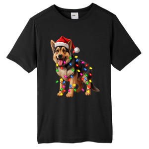 German Shepherd Christmas Lights Santa Hat Dog Lover Tall Fusion ChromaSoft Performance T-Shirt