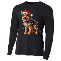 German Shepherd Christmas Lights Santa Hat Dog Lover Cooling Performance Long Sleeve Crew