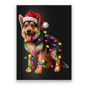 German Shepherd Christmas Lights Santa Hat Dog Lover Poster