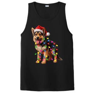 German Shepherd Christmas Lights Santa Hat Dog Lover PosiCharge Competitor Tank