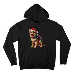 German Shepherd Christmas Lights Santa Hat Dog Lover Tall Hoodie