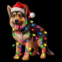 German Shepherd Christmas Lights Santa Hat Dog Lover Womens T-Shirt