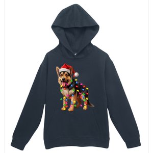 German Shepherd Christmas Lights Santa Hat Dog Lover Urban Pullover Hoodie