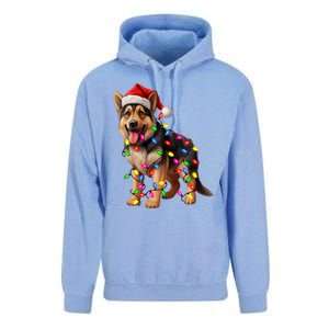 German Shepherd Christmas Lights Santa Hat Dog Lover Unisex Surf Hoodie