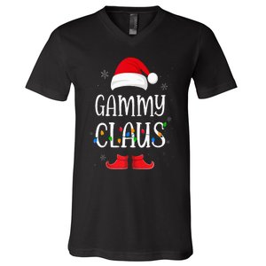 Gammy Santa Claus Hat With Xmas Light Christmas Holiday V-Neck T-Shirt