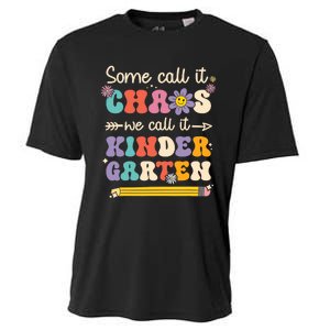 Groovy Some Call It Chaos We Call It Kindergarten Teacher Cooling Performance Crew T-Shirt