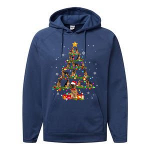 Ger Shepherd Christmas Tree XMas Dog Lover Gift Performance Fleece Hoodie