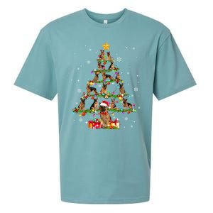 Ger Shepherd Christmas Tree XMas Dog Lover Gift Sueded Cloud Jersey T-Shirt