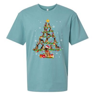 Ger Shepherd Christmas Tree XMas Dog Lover Gift Sueded Cloud Jersey T-Shirt