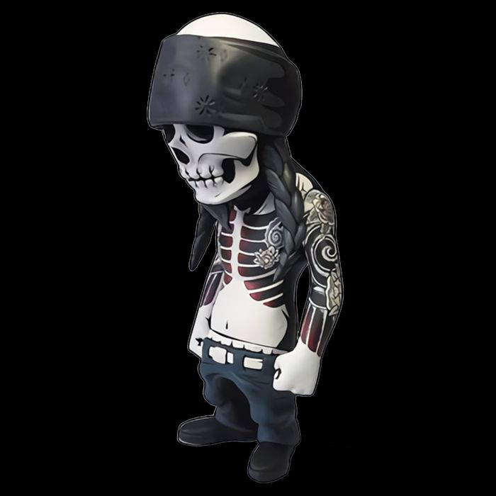 Gangster Skull Cool Swag Stripe Pom Pom Beanie