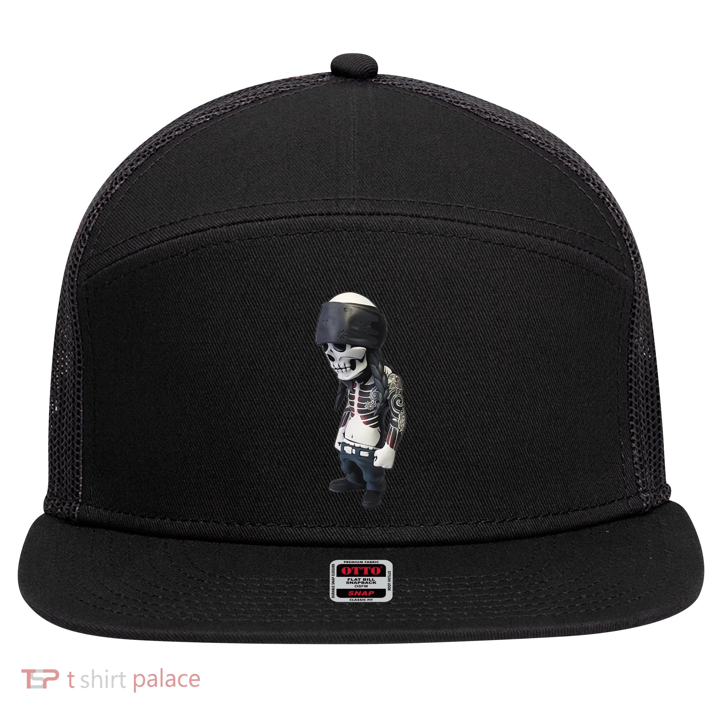 Gangster Skull Cool Swag 7 Panel Mesh Trucker Snapback Hat