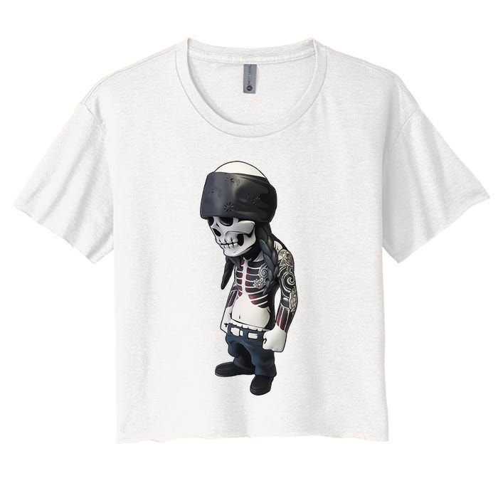 Gangster Skull Cool Swag Women's Crop Top Tee