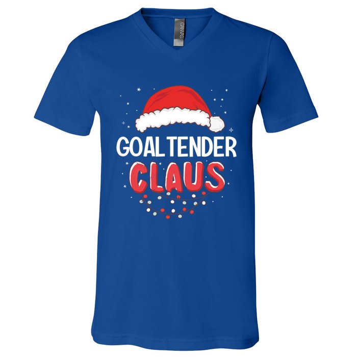 Goaltender Santa Claus Christmas Matching Costume Cute Gift V-Neck T-Shirt