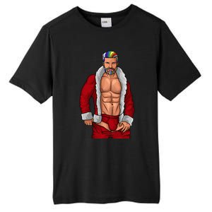 Gay Santa Claus LGBTQ Rainbow Christmas Xmas Gift Funny Fun Tall Fusion ChromaSoft Performance T-Shirt