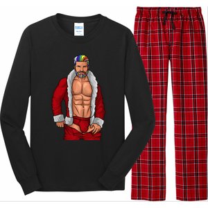 Gay Santa Claus LGBTQ Rainbow Christmas Xmas Gift Funny Fun Long Sleeve Pajama Set