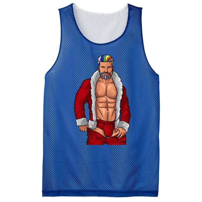 Gay Santa Claus LGBTQ Rainbow Christmas Xmas Gift Funny Fun Mesh Reversible Basketball Jersey Tank