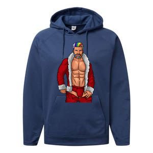 Gay Santa Claus LGBTQ Rainbow Christmas Xmas Gift Funny Fun Performance Fleece Hoodie